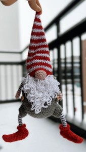Handmade Christmas Gnome Crochet Plush, Amigurumi , Christmas Decoration