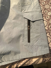 Hurley Men's Solid Gray Board Shorts Size L Drawstring Elastic Waist Zip Pocket