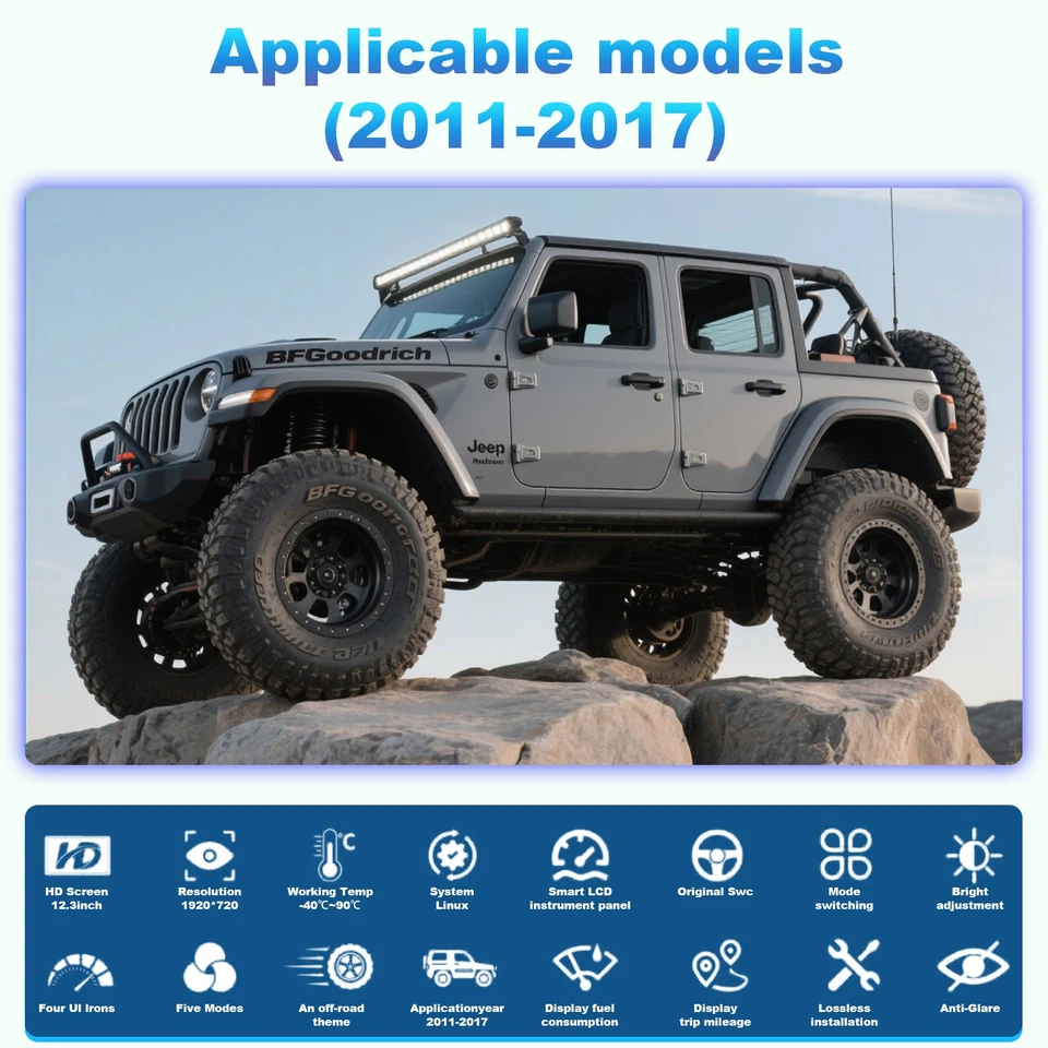 Velocímetro digital tablero compatible con Jeep Wrangler JK 2011-2017 Foto 4 de 4