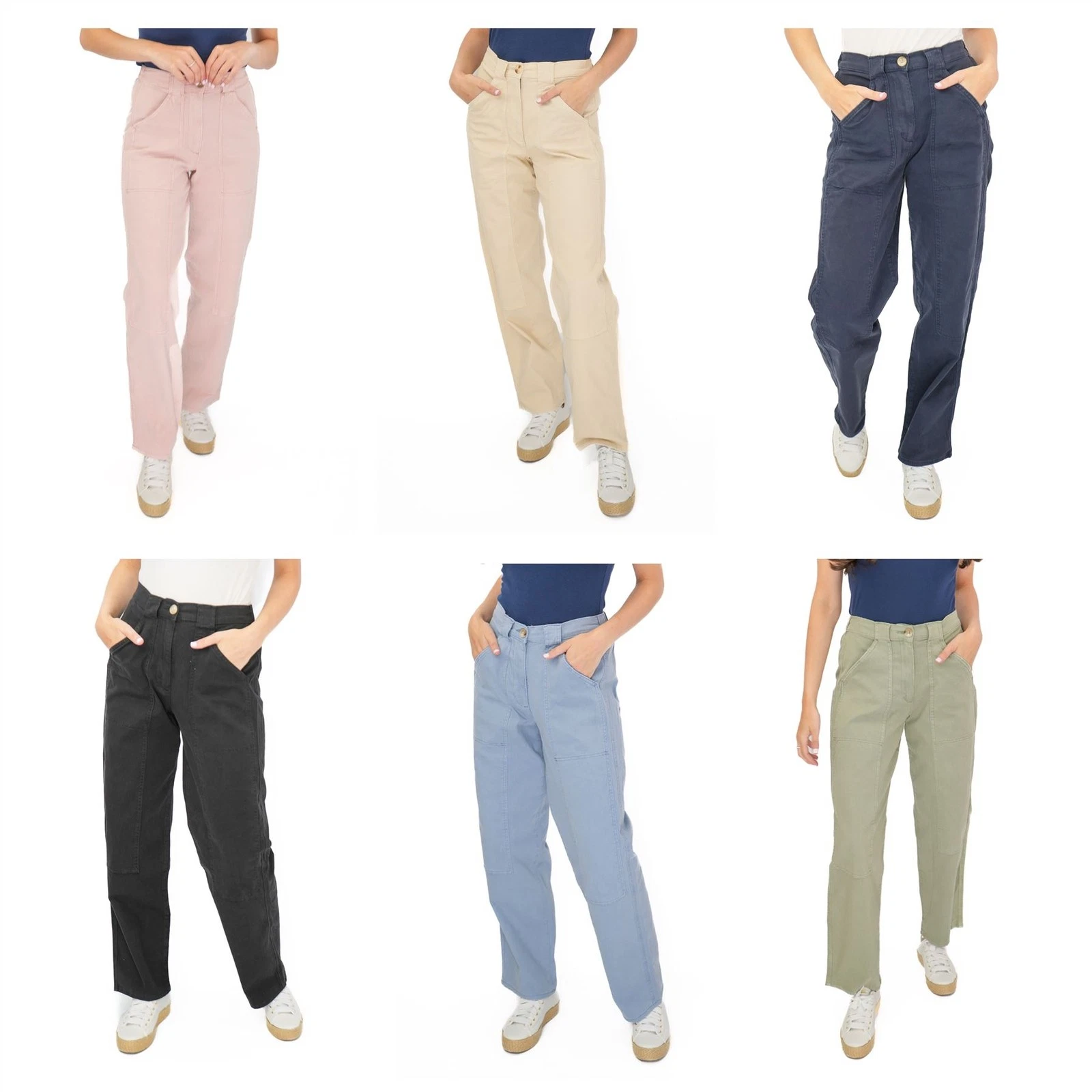 Womens M&S Straight Leg Trousers Stretch Cotton Rich Relaxed Utility Casual
Opens in a new window or