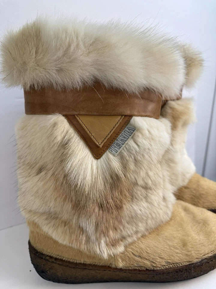 Tecnica 棕褐色山羊皮毛皮革 Apres Skandia 滑雪冬季靴 意大利 46 码 — 第 2/4 张图片