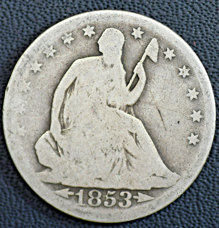 1853 Seated Half w/Arrows & Rays VG