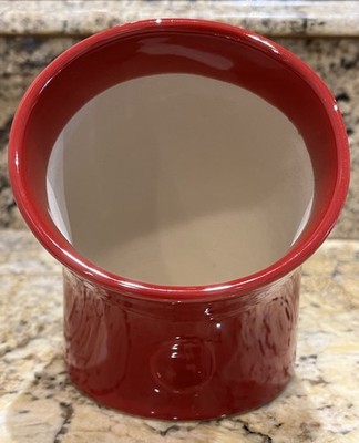 Vintage Emile Henry Salt Pig Red Stoneware Made in France Angled Salt Cellar