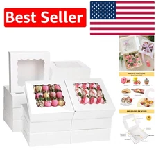 Recyclable 8x8x2.5 Bakery Boxes with Window - Ideal for Cakes & Pastries