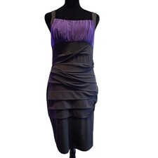 Carole Little Black And Purple Knit Bodycon Dress Size 8