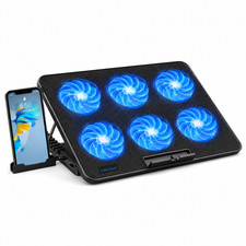 Coolcold Laptop Cooling Pad 15.6-17.3" 6 Quiet Fans Adjustable Stand