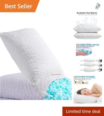 Queen Size 2-Pack Adjustable Shredded Memory Foam Pillows for Ultimate Comfort