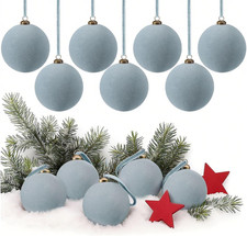 32 Pcs Dusty Blue Velvet Christmas Ball Ornaments - Shatterproof 3.15 Inch