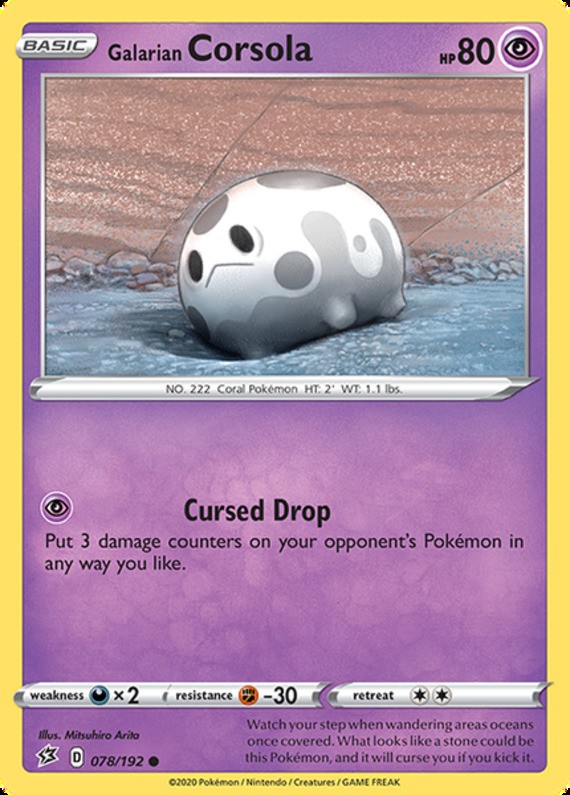Galarian Corsola - 078/192 - Common (Near Mint) Rebel Clash - Psychic Pokémon