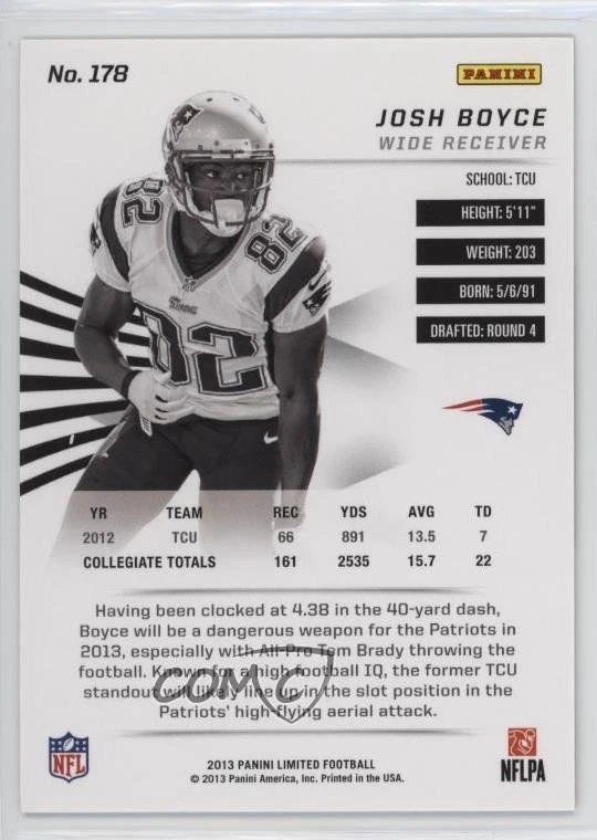 2013 Panini Limited Phenoms Spotlight Gold /25 Josh Boyce #178 Rookie RC - Image 2 of 2