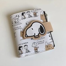 Snoopy Peanuts Wallet Purse Card Holder Zipper Round Bi-Fold Collectible