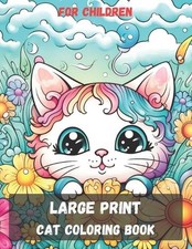 Coloring book with a cat for children with large print: funny cat design for kid