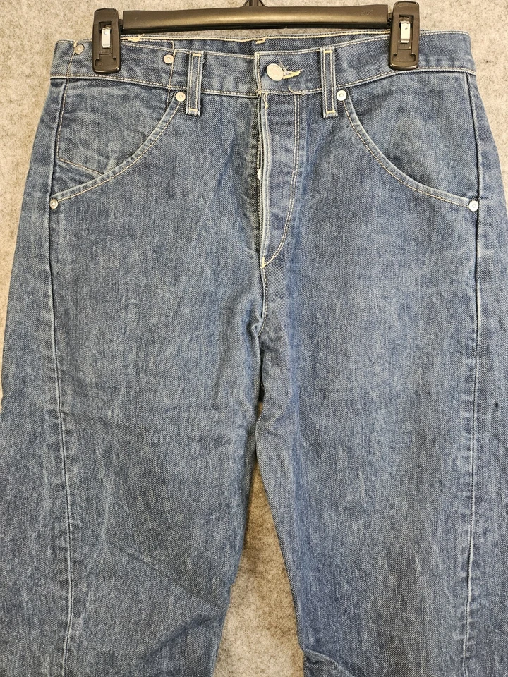 手工制作复古定制李维斯牛仔裤男式 31x32 纽扣门襟高腰 — 第 3/4 张图片