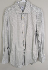 David Donahue Shirt Men's Extra Large Gray Button Up Long Sleeve Gingham Cotton