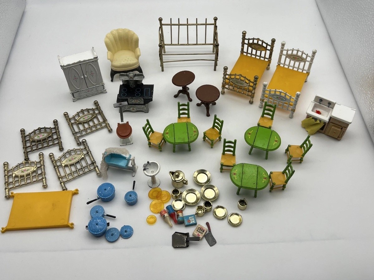 Vintage Mattel 1980's The Little's Dollhouse Metal Furniture Lot