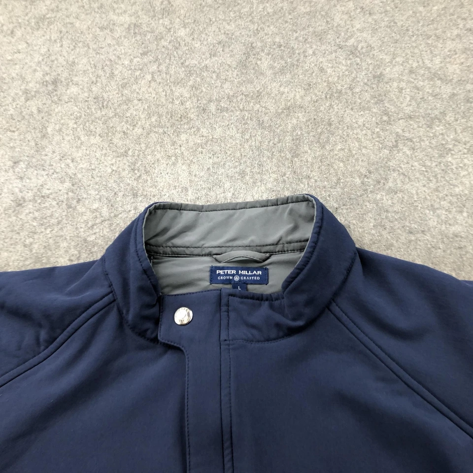 Chaqueta Peter Millar Para Hombre Grande Corona Azul Marino Hecha a Mano Softshell Forrada de Vellón Golf Foto 4 de 4
