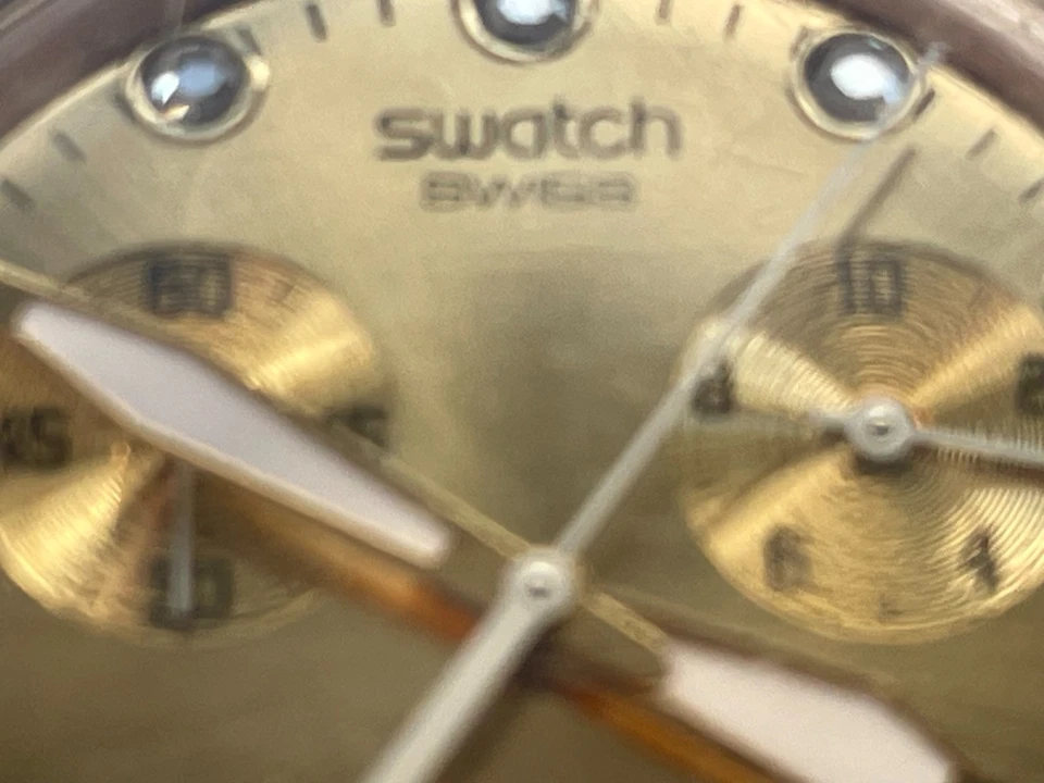 Швейцарские часы с хронографом Swatch SVCK4032G Irony Diaphane прозрачные золотистые 43 мм - Изображение 4 из 4