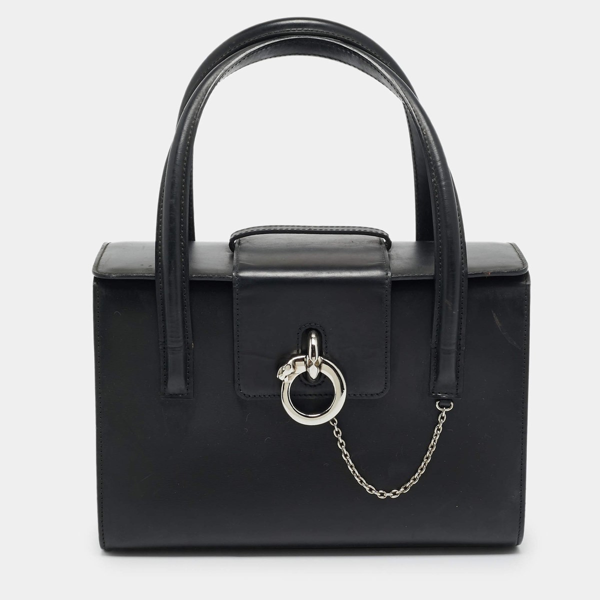 Cartier Panthere Black Leather Box Bag | eBay