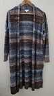 J. Jill Ombre Striped Longer Open Front Cardigan Blue Rust Size Small Petite