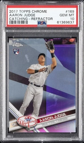 2017 TOPPS CHROME REFRACTOR #169 AARON JUDGE PSA 10