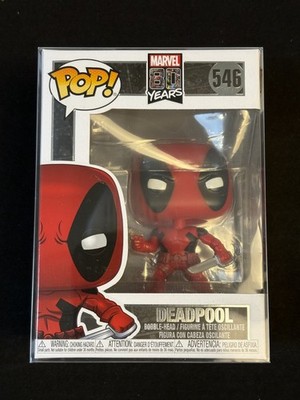 FUNKO POP MARVEL 80 YEARS 546 DEADPOOL BOBBLE HEAD RED W/ PROTECTOR