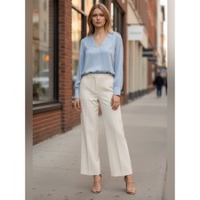 Talbots Classic Wide Leg Career Dress Pants Women's SZ 14 in Ivory Off White NEW