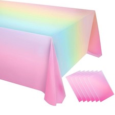 6 Pack Rainbow Tablecloth Pastel Table Cloths for Parties Decorations Plastic...