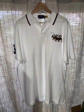 Men's Polo Ralph Lauren White Classic Fit 3 Triple Pony Mesh Polo Shirt New