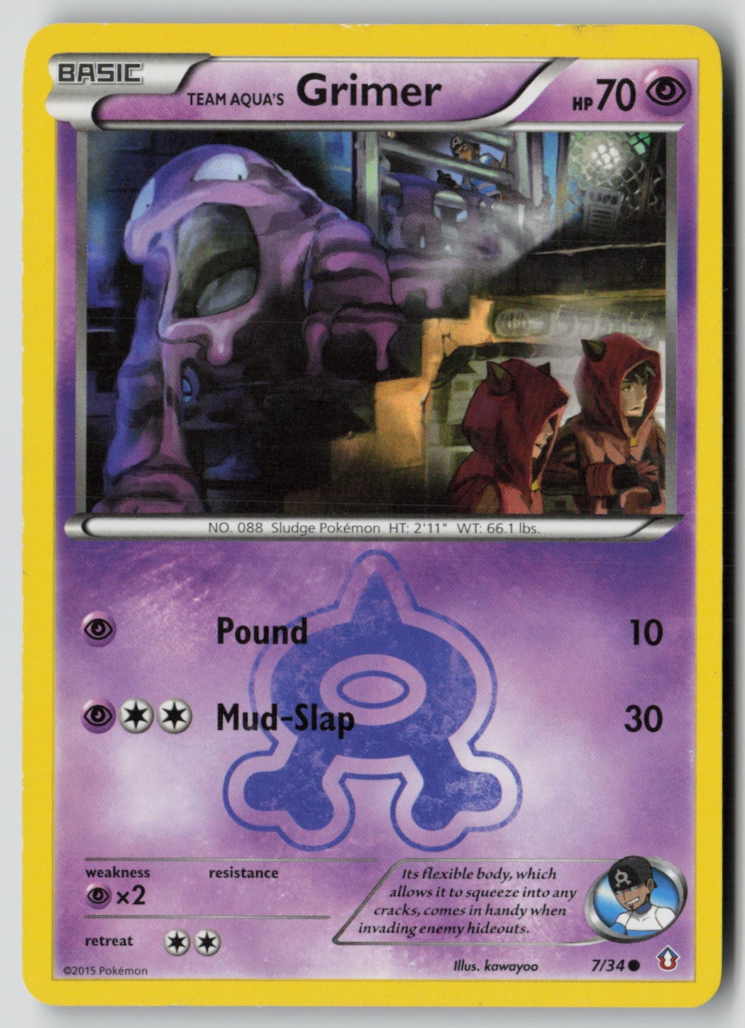 Team Aqua's Grimer 7/34 Common Double Crisis Pokemon HP