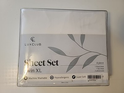 NIP Lux Club Sheet Set 4 Pieces Twin XL White Super Soft