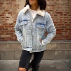 Ena Pelly Denim Jacket Sherpa Faux Fur Lined Size 14 VGUC
