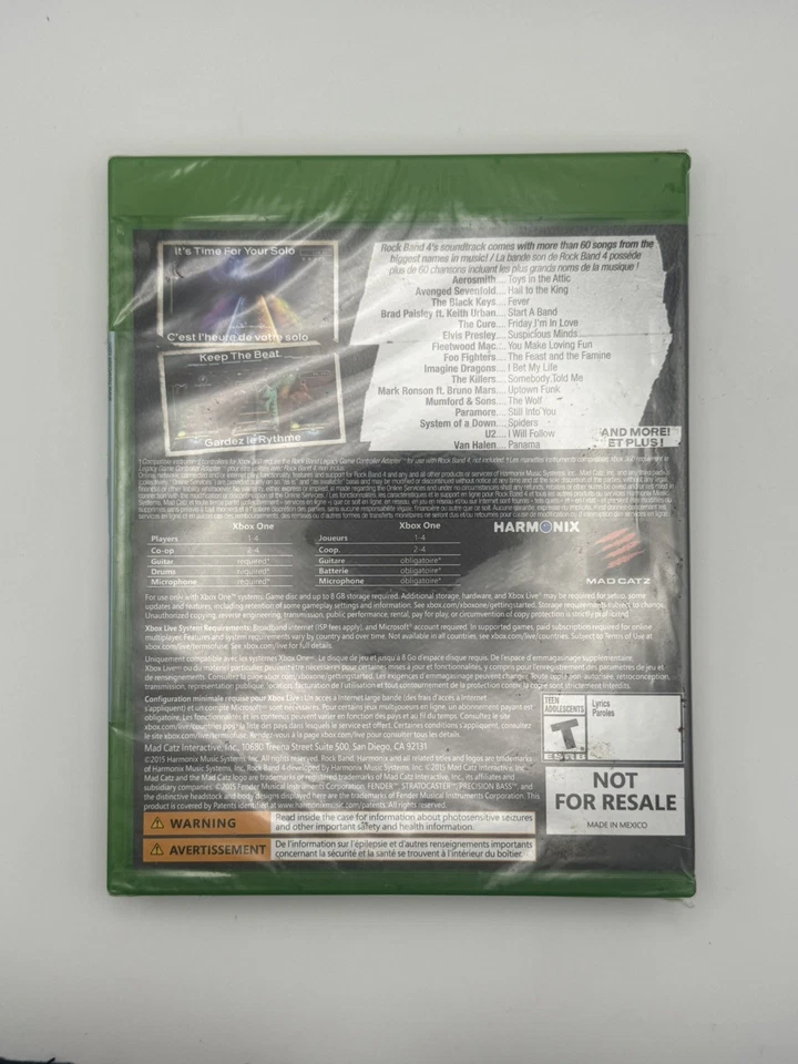 Rock Band 4 (Xbox One, 2015) Sealed - Image 2 of 2