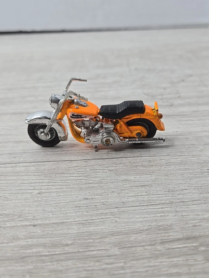 Винтажный 1980 спичечный коробок Harley Davidson мотоцикла #50 оранжевый литая краска износ - Изображение 2 из 4