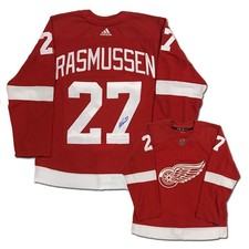 MICHAEL RASMUSSEN Signed Detroit Red Wings Red Adidas PRO Jersey