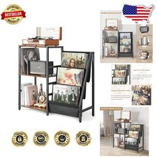 Mid-Century Modern Turntable Stand 6-Tier Vinyl Record Storage Cabinet