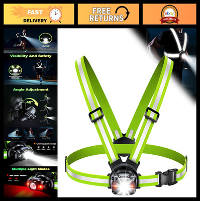 500 Lumens Adjustable Running Lights, 360° Reflective Vest, Waterproof Gear for