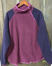 LL Bean Women  s Side Quarter Zip Color Block Fleece Pullover Size XL/P