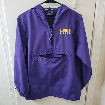 Charles River Apparel LSU Tigers Pack-N-Go Hoodie Windbreaker Youth Size XL...