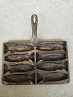 Rare Vintage Lodge Cast Iron Eddie Bauer Fish/ Salmon Corn Stick Pan For RESTORE