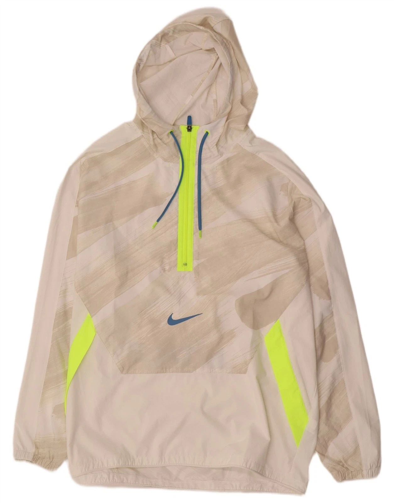 Nike Mens Dri Fit Pullover Rain Jacket UK 40 Large White Colourblock BV11
