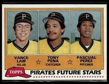 Vance Law / Tony Pena / Pascual Perez *ROOKIE CARD* (RC) 1981 Topps #551. rookie card picture
