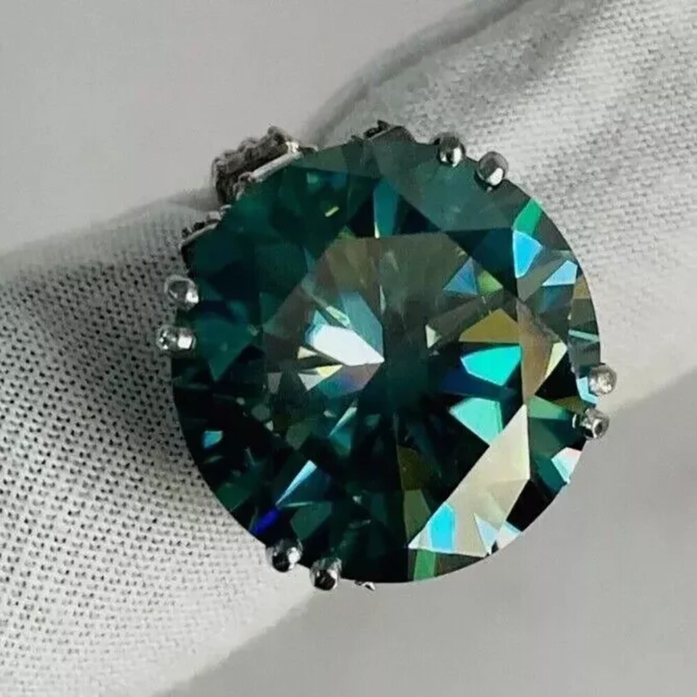 Certified 8.50 Ct Round CutBlue Diamond Round Cut Solitaire Ring 925 Silver Ring