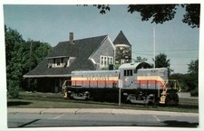 Bay Colony 1064 Train at 1885 Millis, Mass Railroad Station Postcard