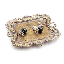 Antique Trinket Dish Vintage Jewelry Tray, Ring Holder Small Gold