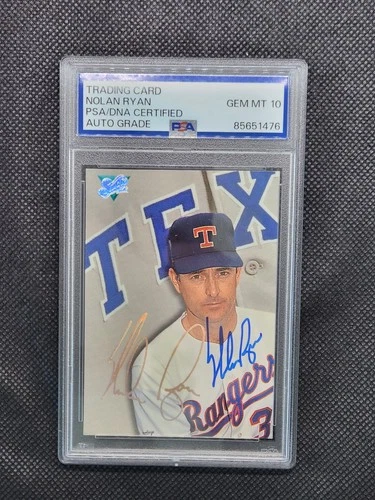 1993 Leaf Studio Nolan Ryan Blue Ink On-Card Auto PSA 10