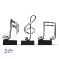 Klavier Skulptur Musiknote Deko 3 StüCk Polyresin Silber 19Cm