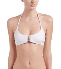 NWOT PIlyq Water Lily Zen M White Braided Halter Bikini Swim Top 97918