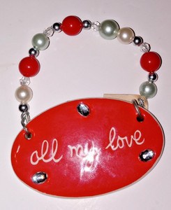 Sandra Magsamen “All My Love” Beaded Gift Tag Red Plaque