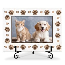 Pet Picture Frame Paw Print Photo Frame, Dog Lover Gifts Birthday Paw Print -B