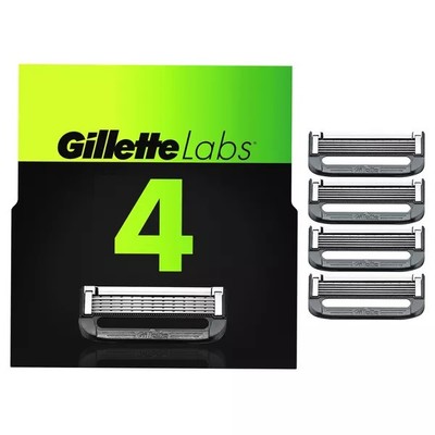 Gillette Labs Men's Razor Blade Refills with Exfoliating Bar, 4 Refills NEW